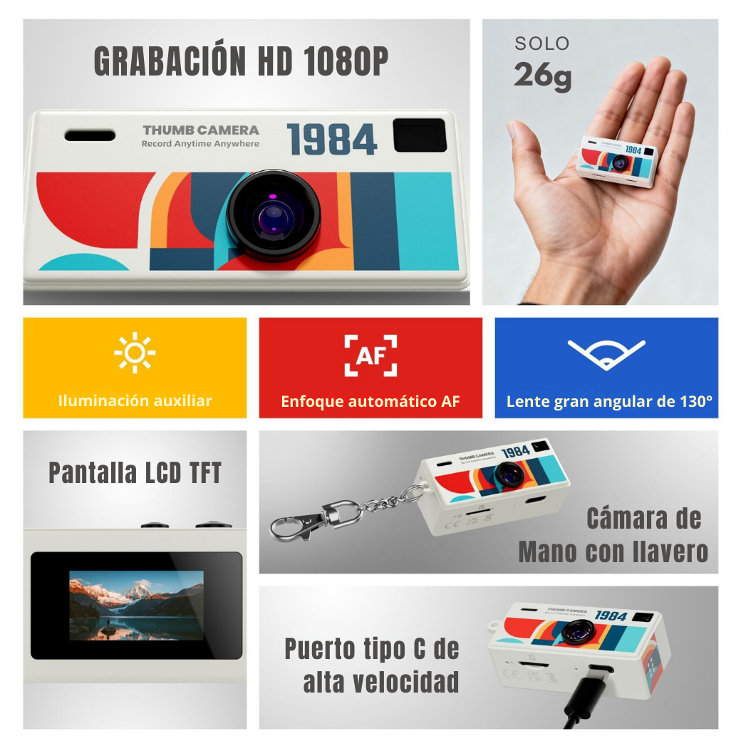 Mini Cámara Digital Portátil Full HD 1080p + MicroSD 32GB-2