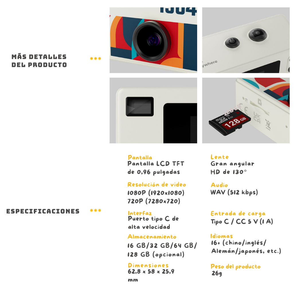 Mini Cámara Digital Portátil Full HD 1080p + MicroSD 32GB-7