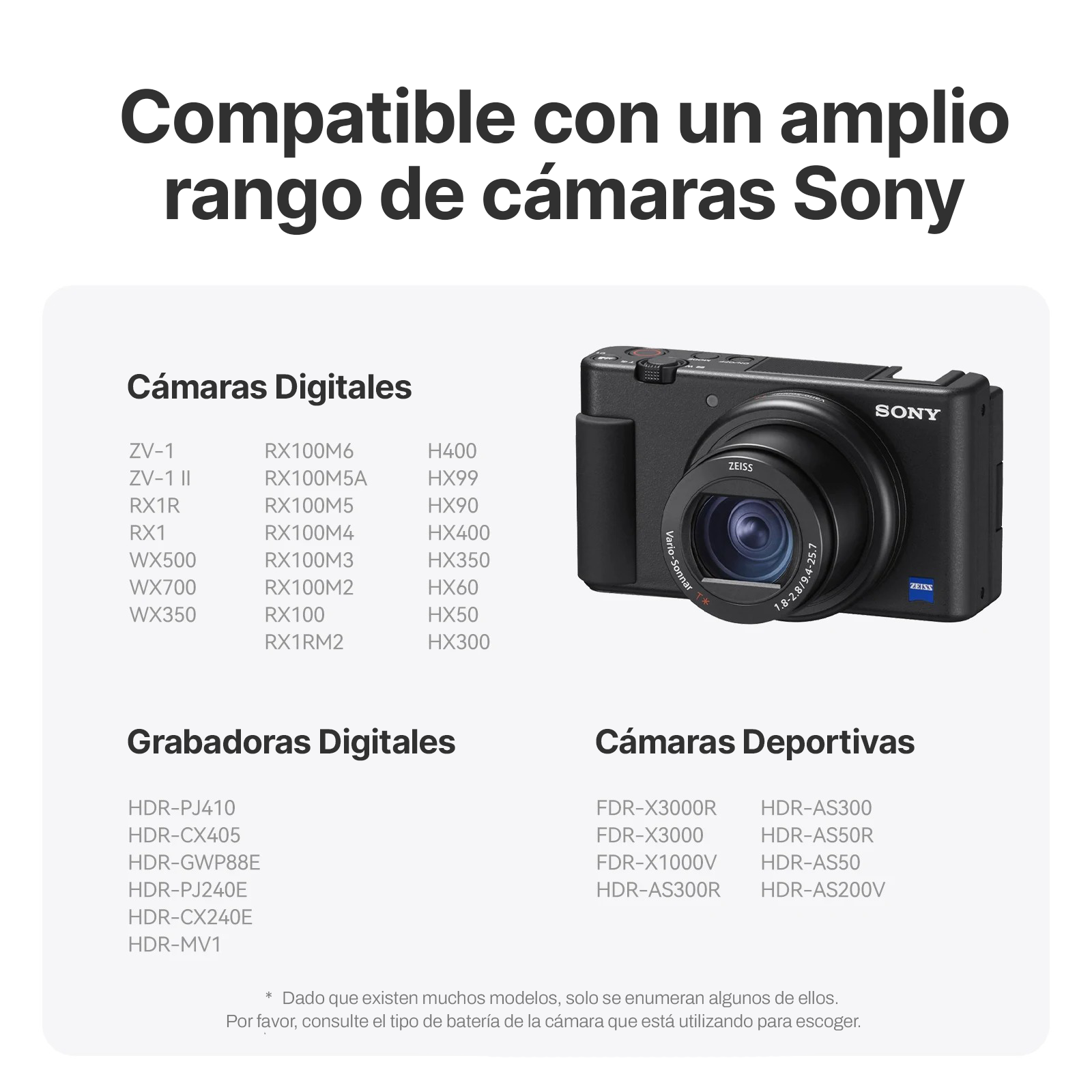 Batería para Diferentes Cámaras Sony NP-BX1 - Telesin-4