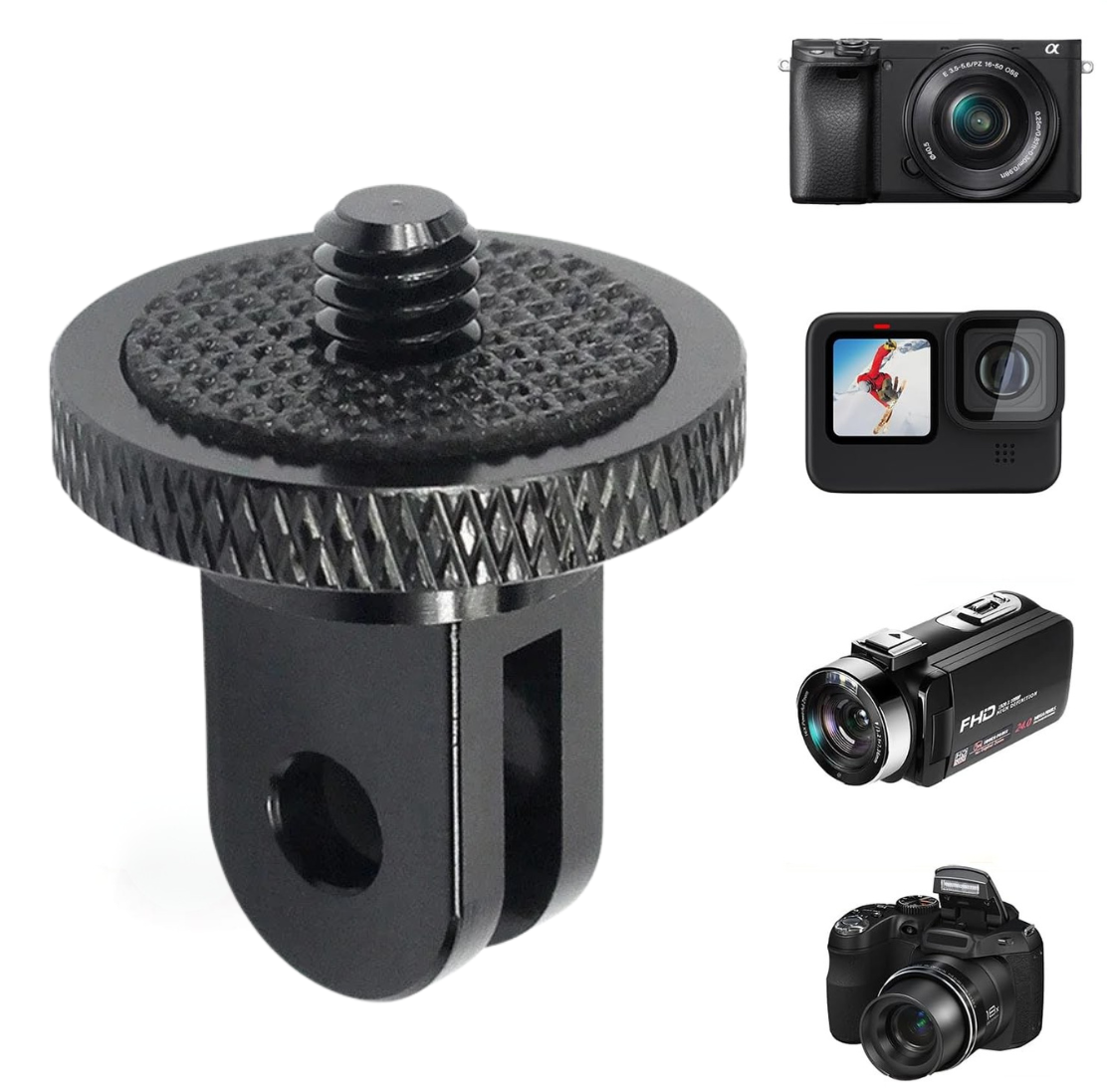 Adaptador Aluminio Trípode Rosca 1/4 para Cámaras-5