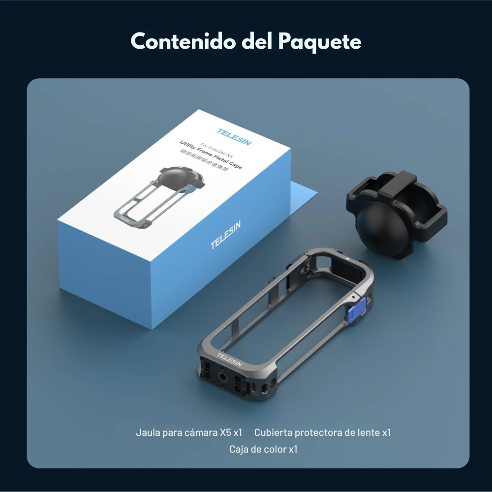 Jaula de Aluminio para Insta360 X5 + Protector - TELESIN -6
