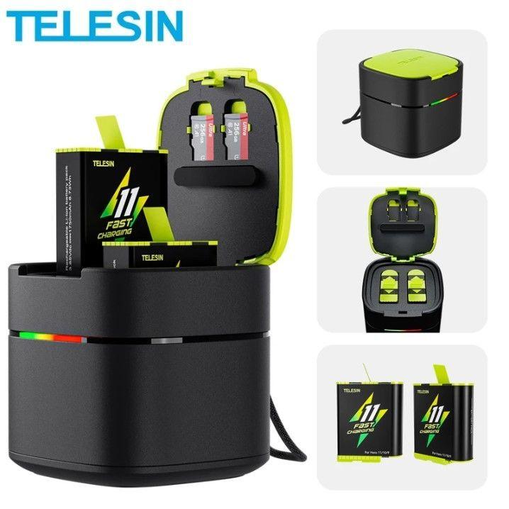 Cargador Doble + 2 baterías Carga Rapida para GoPro 9 / 10 / 11 / 12 - Telesin-0