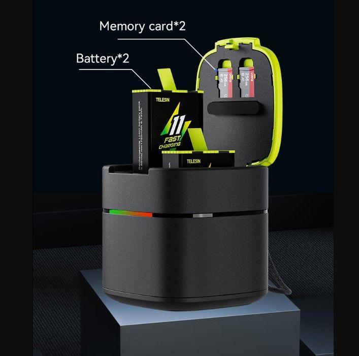 Cargador Doble + 2 baterías Carga Rapida para GoPro 9 / 10 / 11 / 12 - Telesin-3