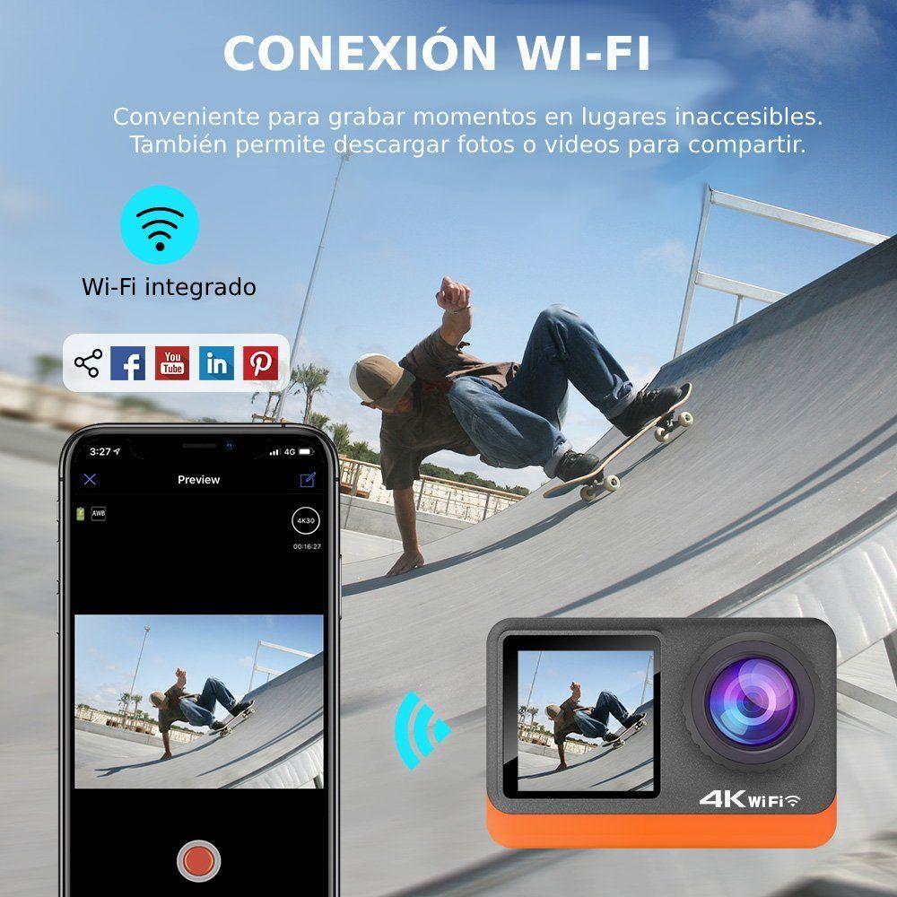 Cámara Deportiva 4K UltraHD 60fps 24MP Pantalla Dual Touch AT-M80TR-5