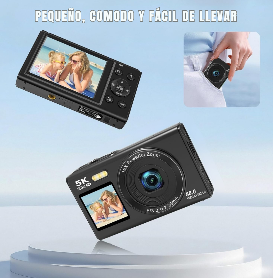 Cámara Digital Doble Pantalla 80MP 5K con Zoom 18x y WiFi-2
