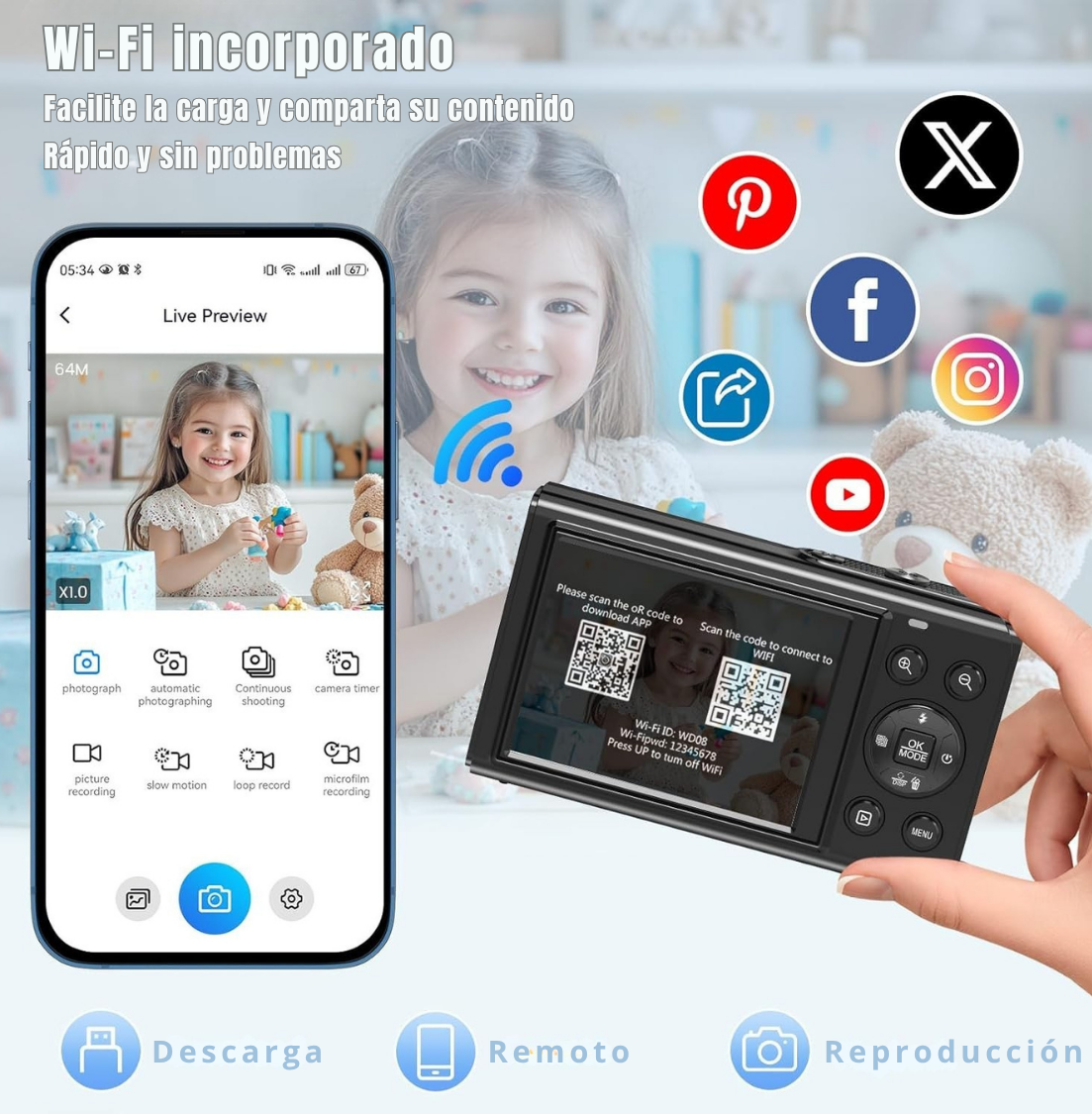Cámara Digital Doble Pantalla 80MP 5K con Zoom 18x y WiFi-5