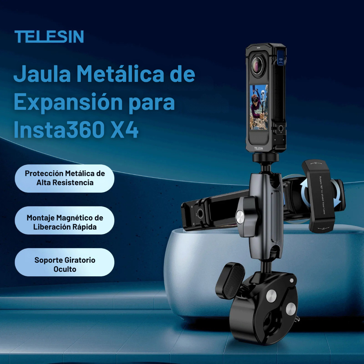 Jaula Aluminio Para Insta360 X4 Protector Cámara Soporte-1