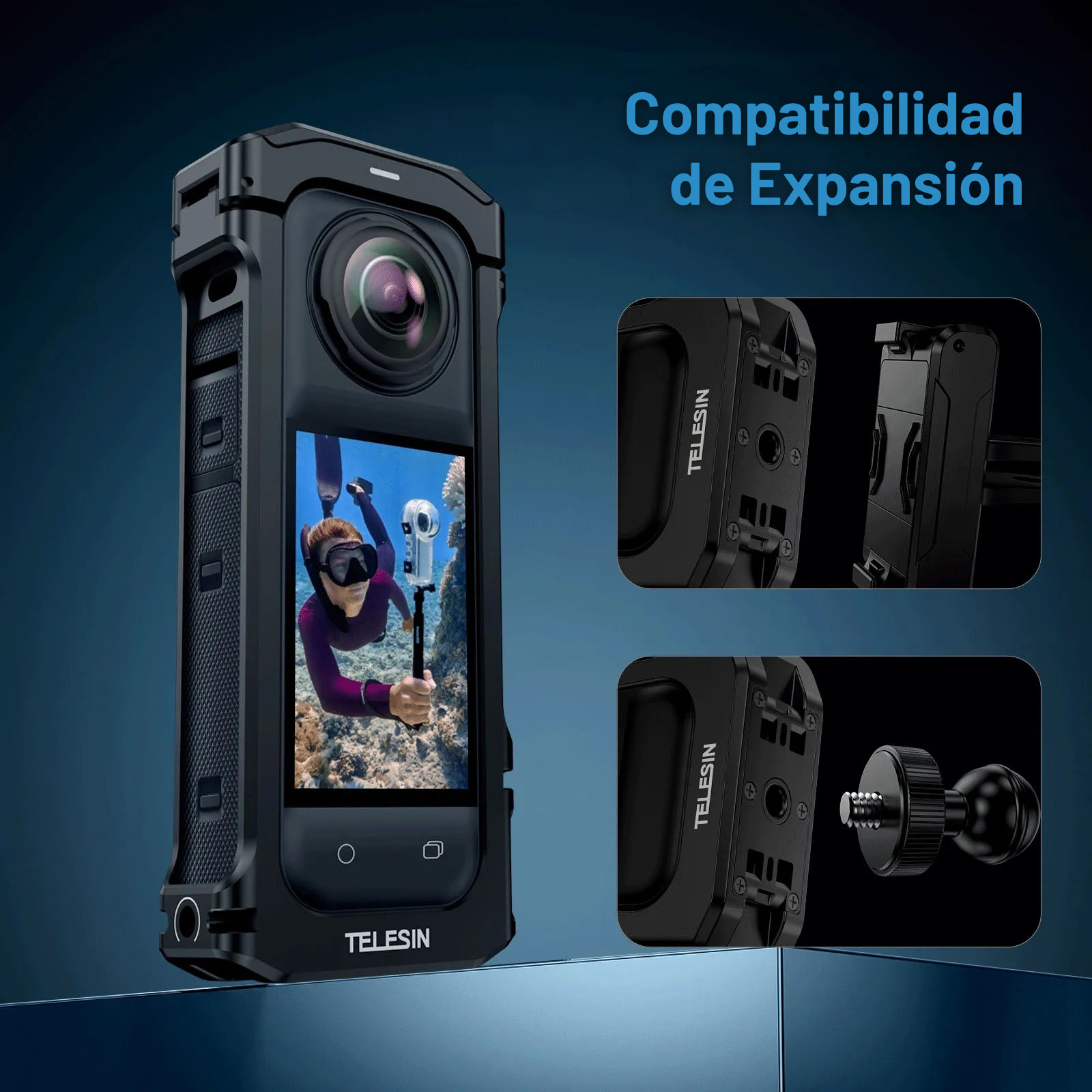 Jaula Aluminio Para Insta360 X4 Protector Cámara Soporte-2