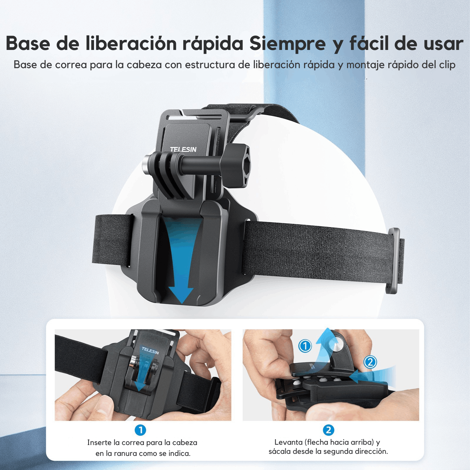 2x1 Arnés Cabeza + Clip Montaje para Cámara Gopro, Insta360-2