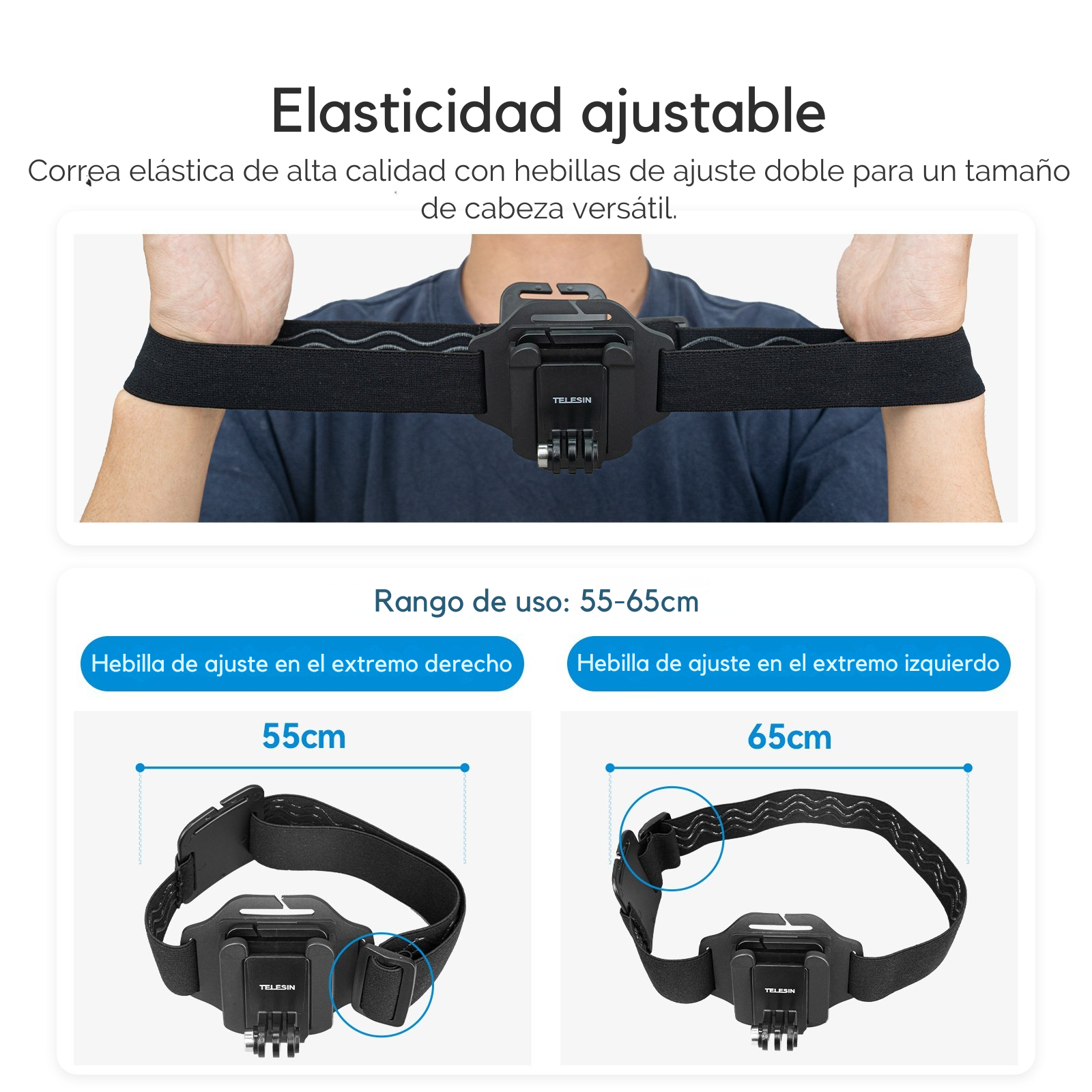 2x1 Arnés Cabeza + Clip Montaje para Cámara Gopro, Insta360-3