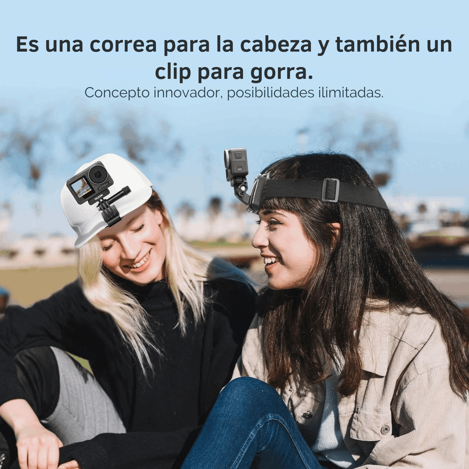 2x1 Arnés Cabeza + Clip Montaje para Cámara Gopro, Insta360-5