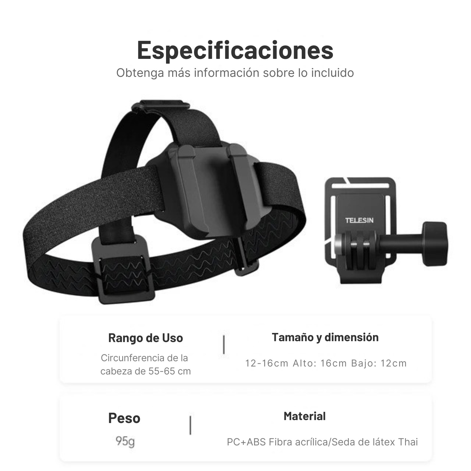 2x1 Arnés Cabeza + Clip Montaje para Cámara Gopro, Insta360-6