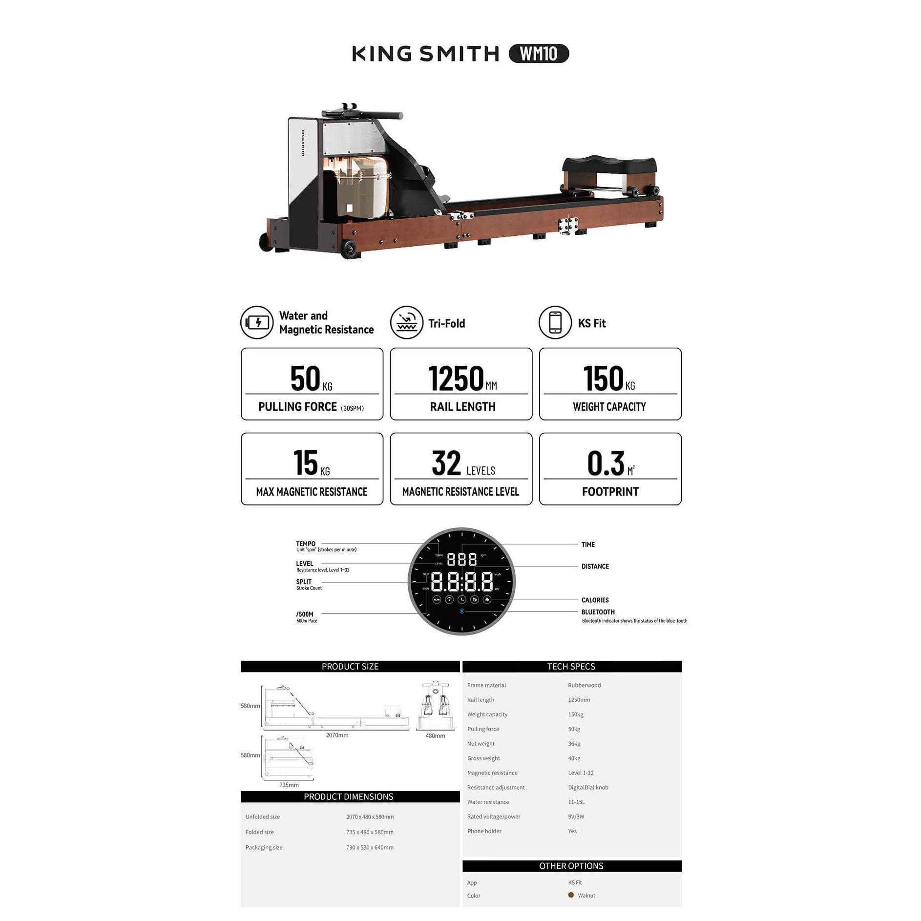 Marca KingSmith Maquina de Remo Kingsmith WM10 Remadora-2