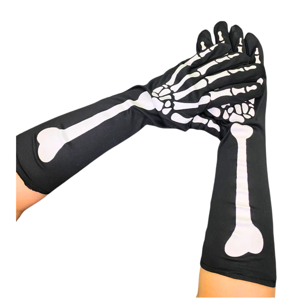 Mangas Con Diseño Esqueleto Negro 38 cm Largo Halloween 2025-1