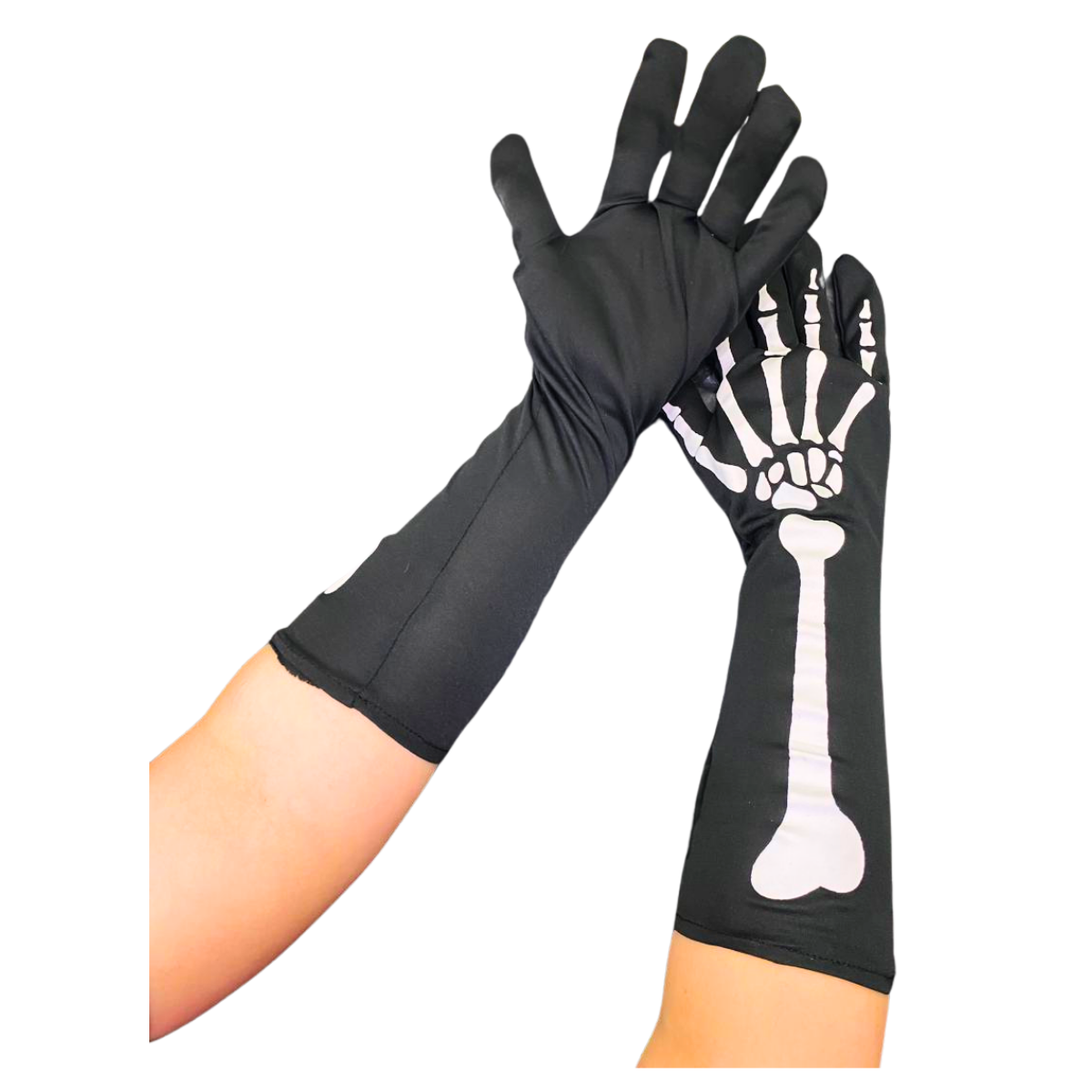 Mangas Con Diseño Esqueleto Negro 38 cm Largo Halloween 2025-2