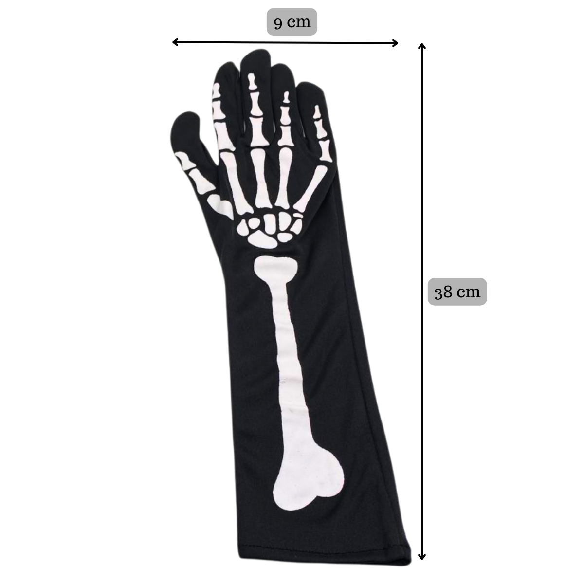 Mangas Con Diseño Esqueleto Negro 38 cm Largo Halloween 2025-3