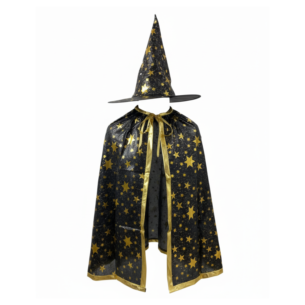 Set Bruja Sombrero + Capa Negro / Dorado Mago Halloween 2025-0