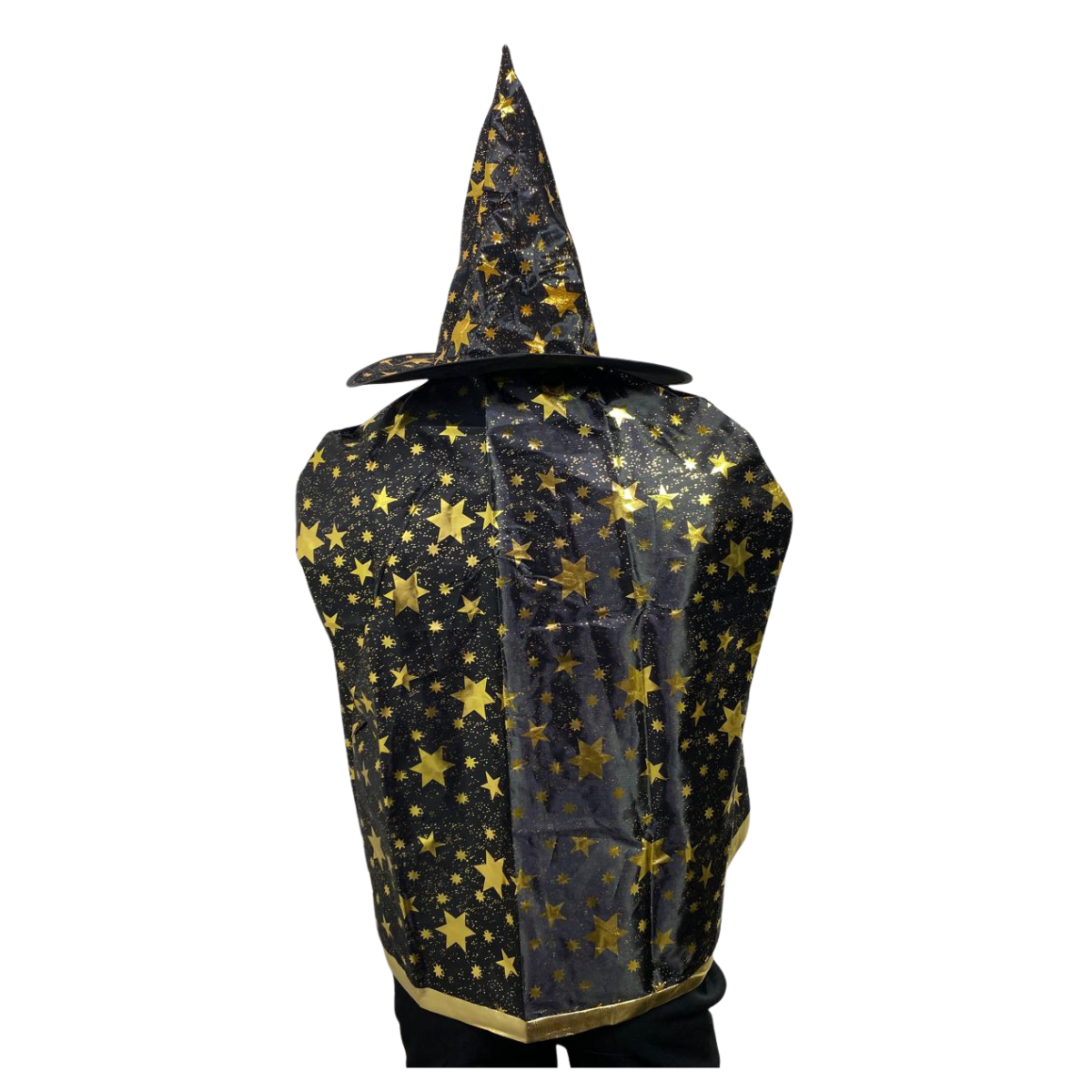 Set Bruja Sombrero + Capa Negro / Dorado Mago Halloween 2025-2