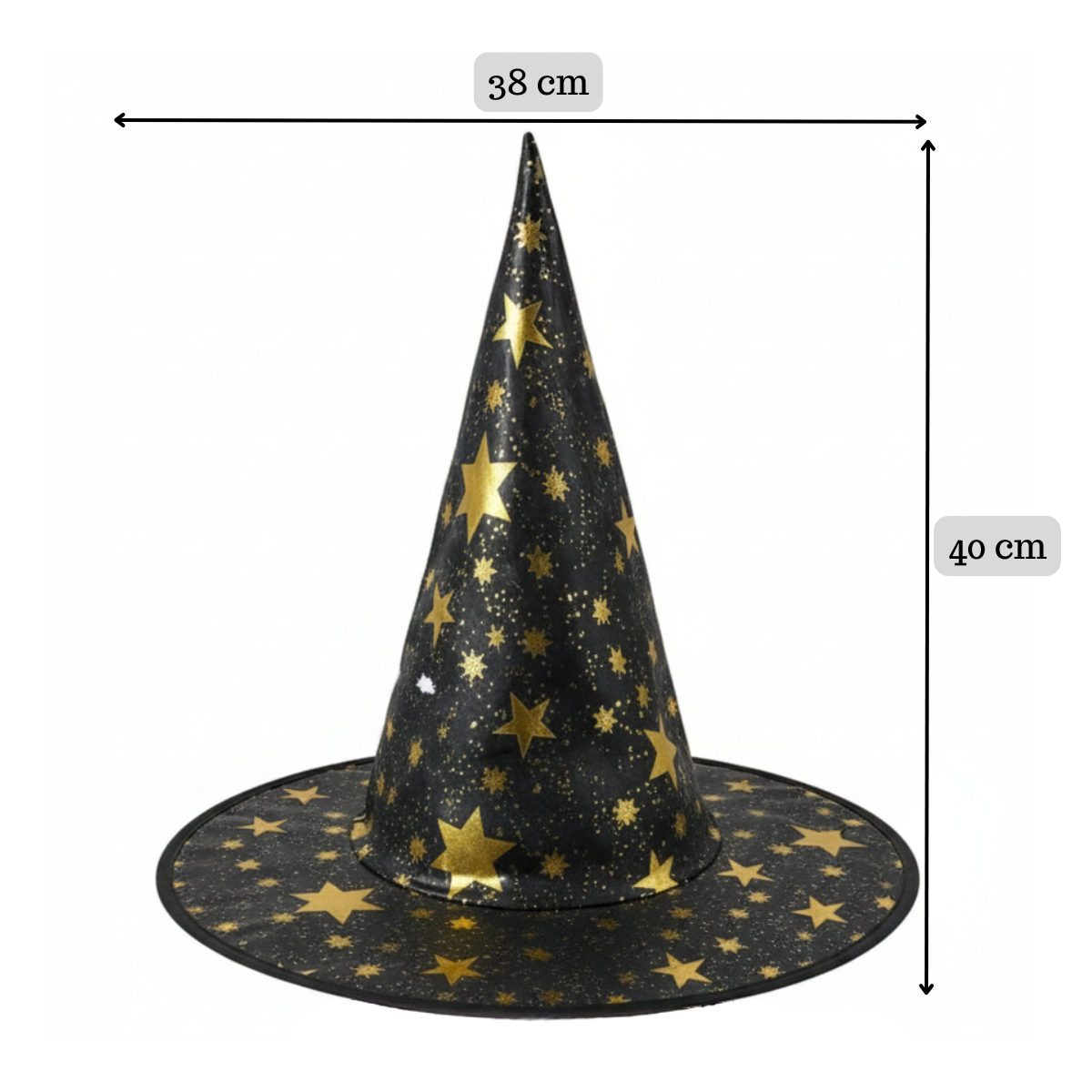 Set Bruja Sombrero + Capa Negro / Dorado Mago Halloween 2025-4