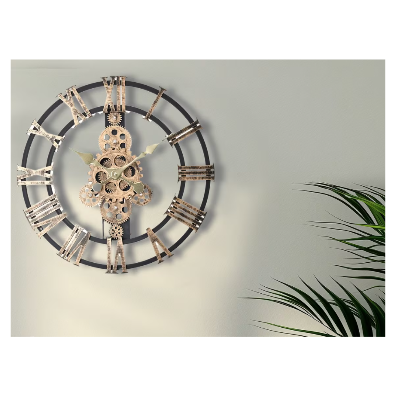 Reloj De Pared Números Romanos Espalda Abierta Elegante-2