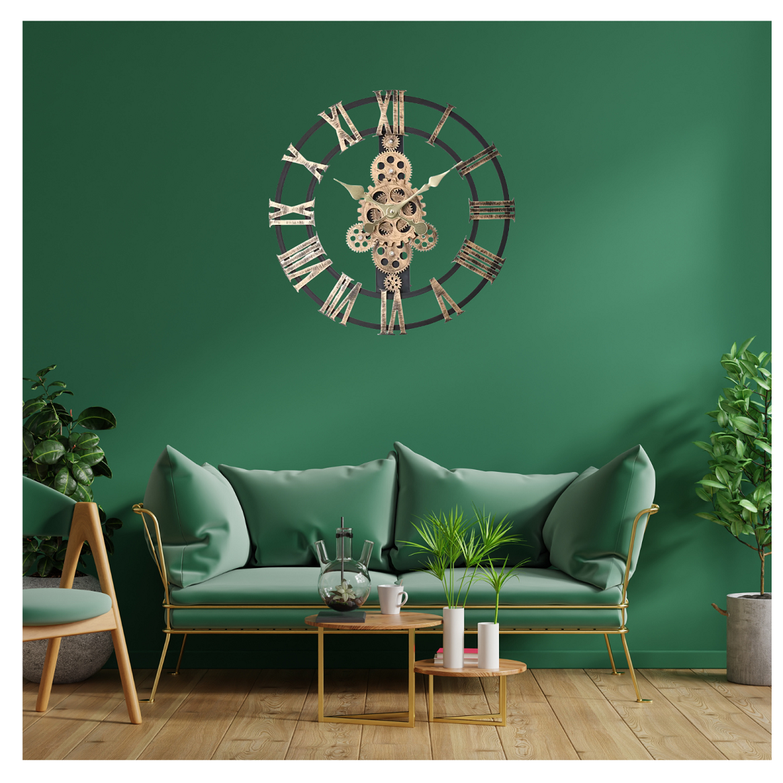 Reloj De Pared Números Romanos Espalda Abierta Elegante-3