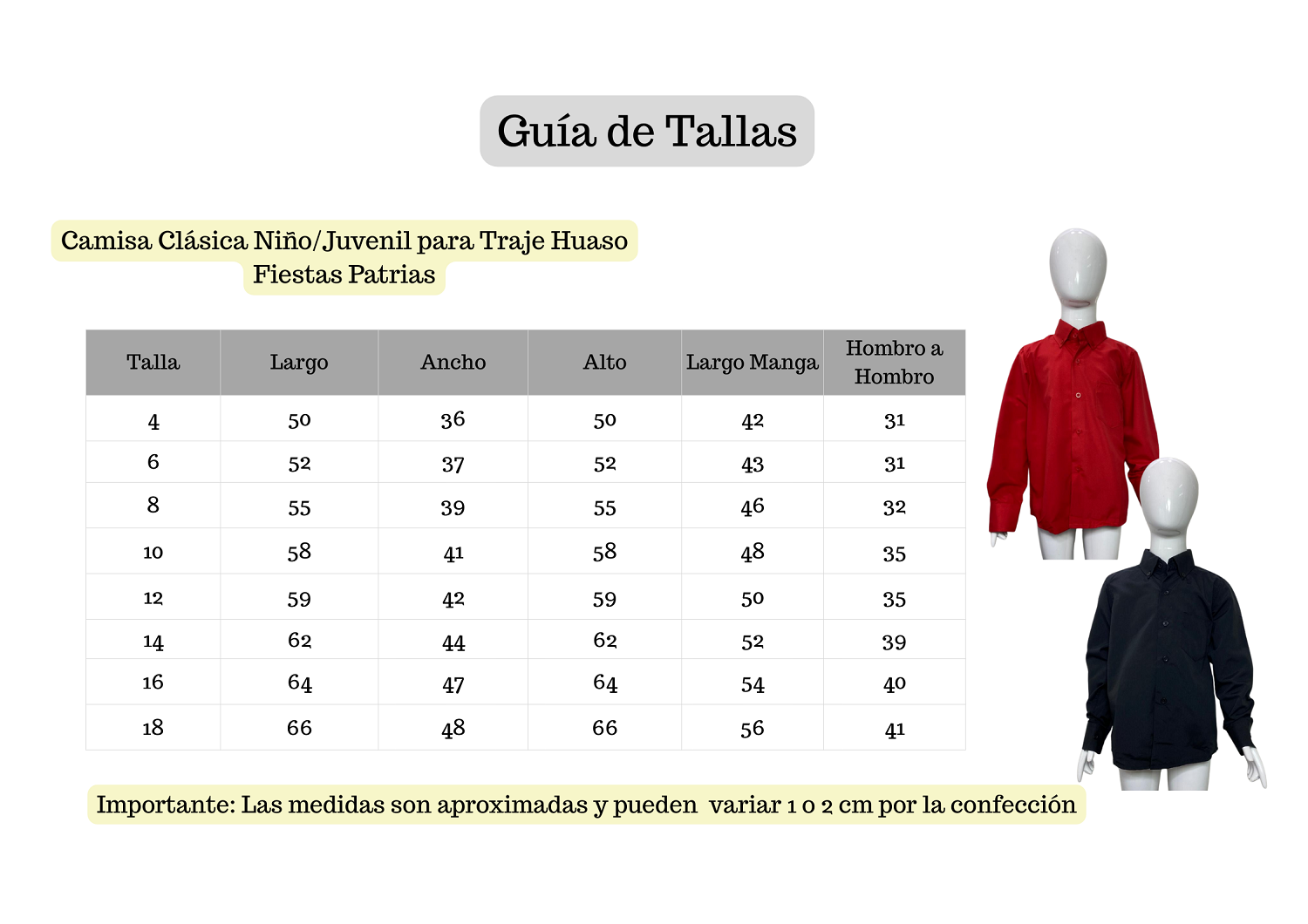 Camisa Clásica NiñoJuvenil para Traje Huaso Fiestas Patrias-4