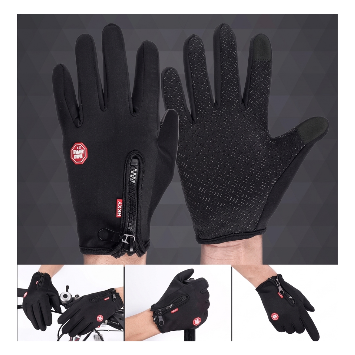 Guantes Térmicos e Impermeables para Ciclismo y Running con Pantalla Táctil y Palma-3