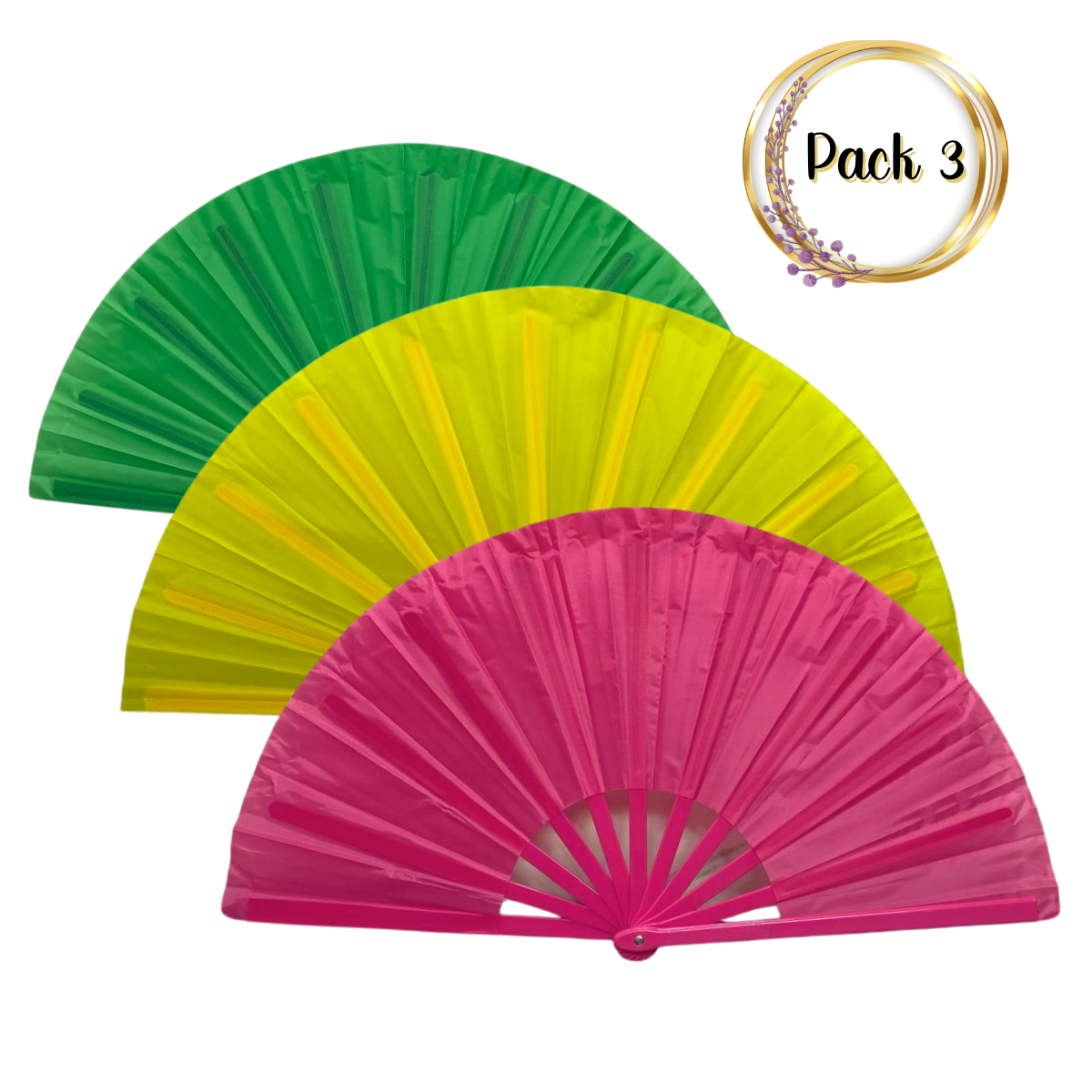 Pack 3 Abanicos Grandes Multicolores Bailes Primavera / Verano Surtidos-2