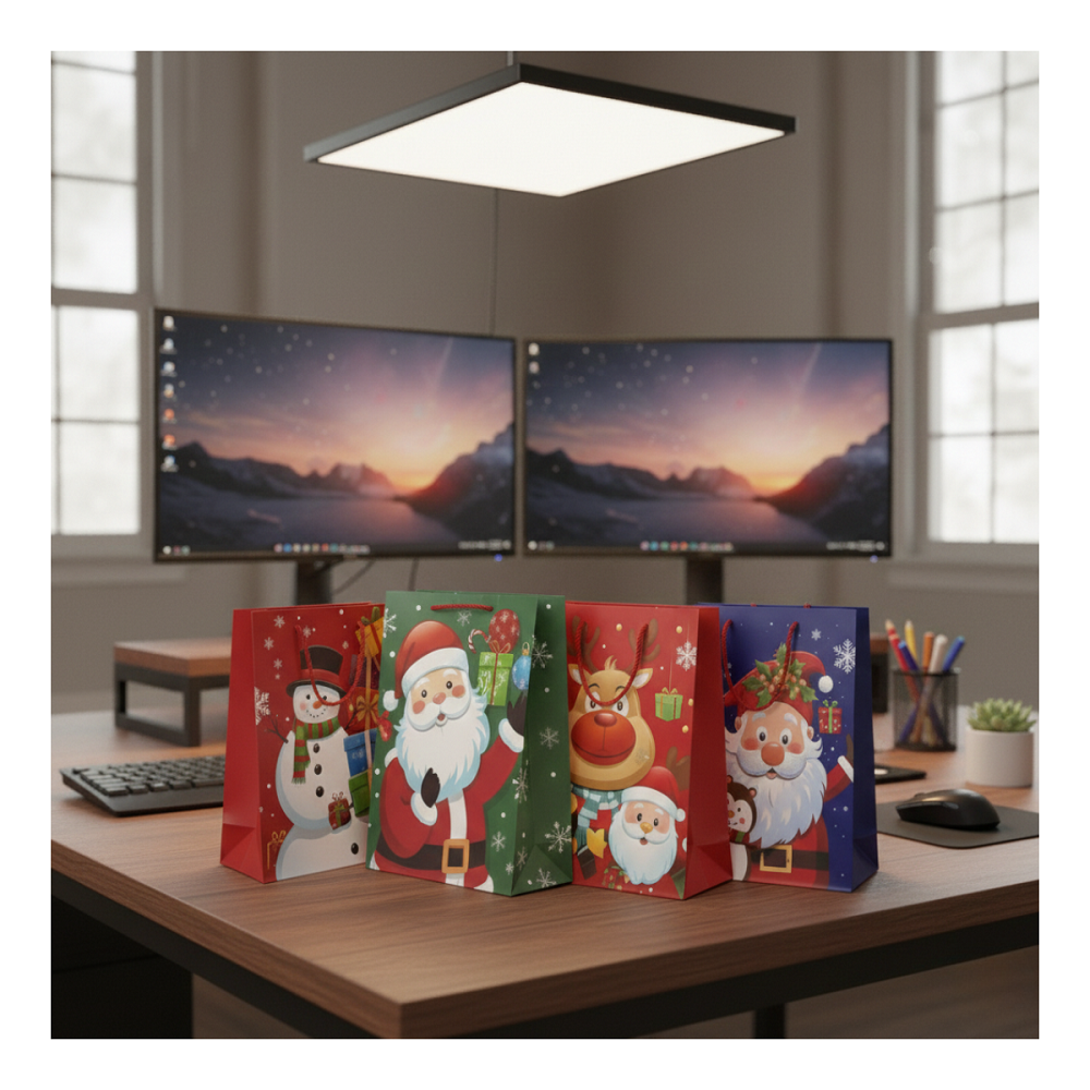 Pack 12 Bolsas De Regalo Navidad Mediana 30x16x10 cm Diseños Surtido-6