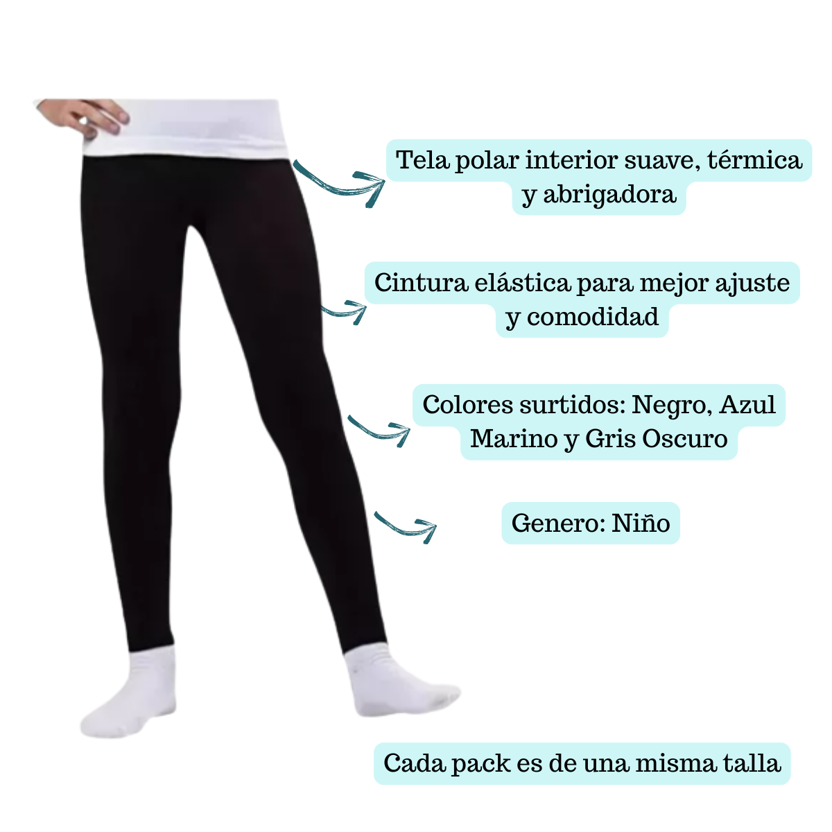 Pack 4 Panty Calza Niño Térmico Polar Invierno-2