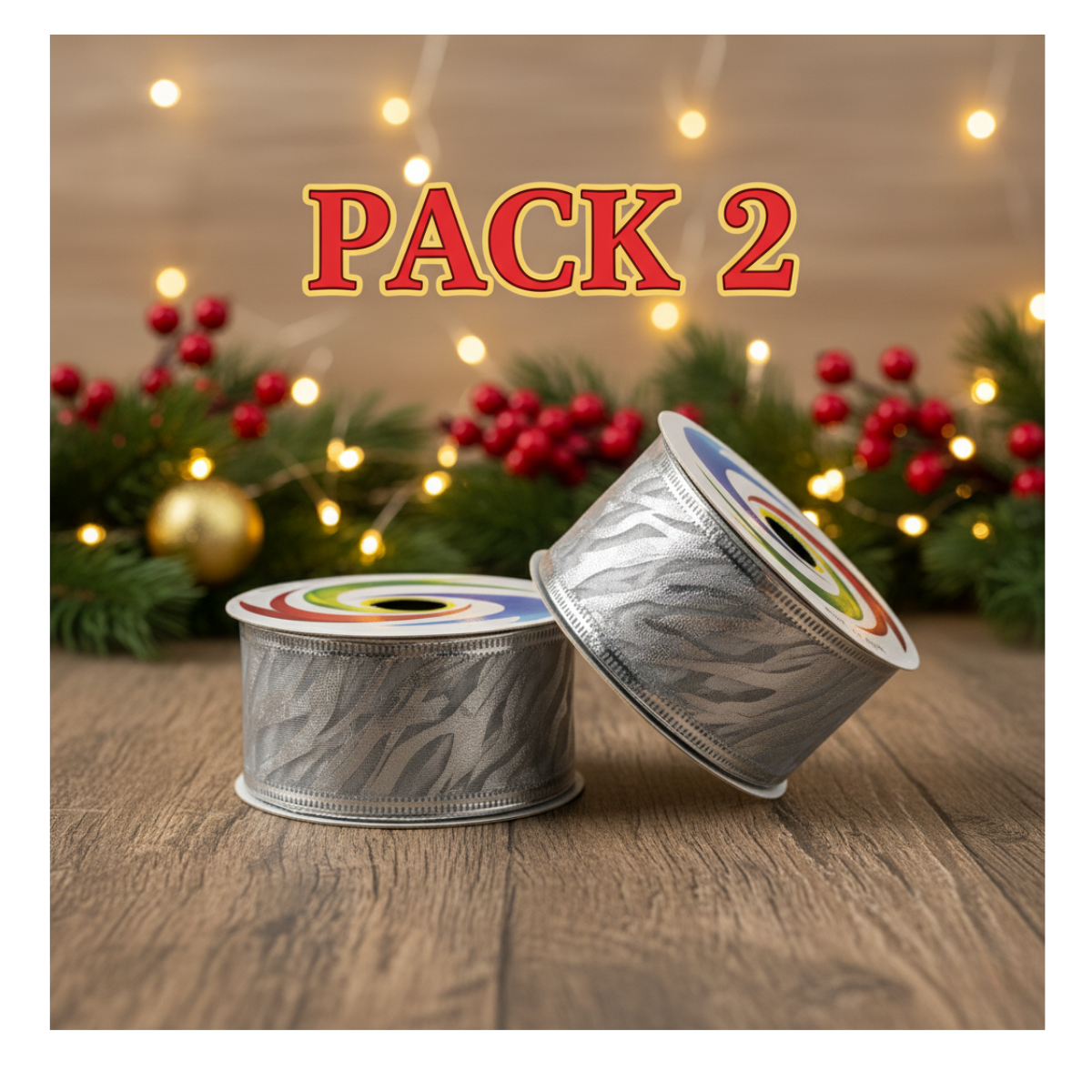 Pack 2 Cintas De Navidad Diseños Varios Copos Nieve Navidad 2025-0