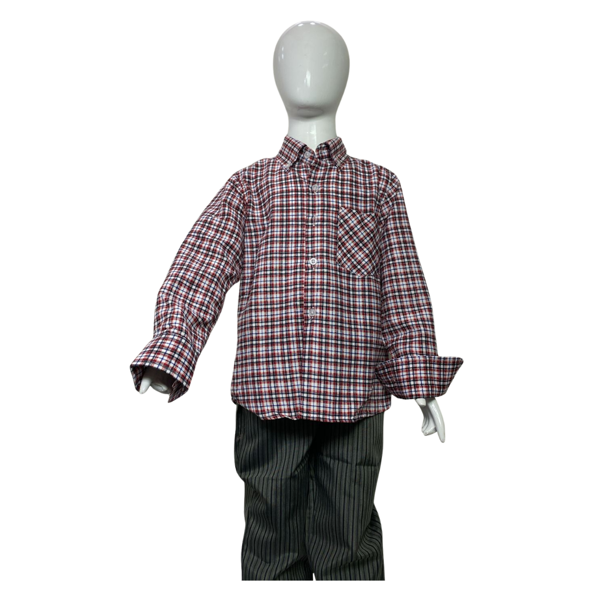 Camisa Cuadrille Traje Huaso Niño Y Juvenil Rojo Blanco Negro-2