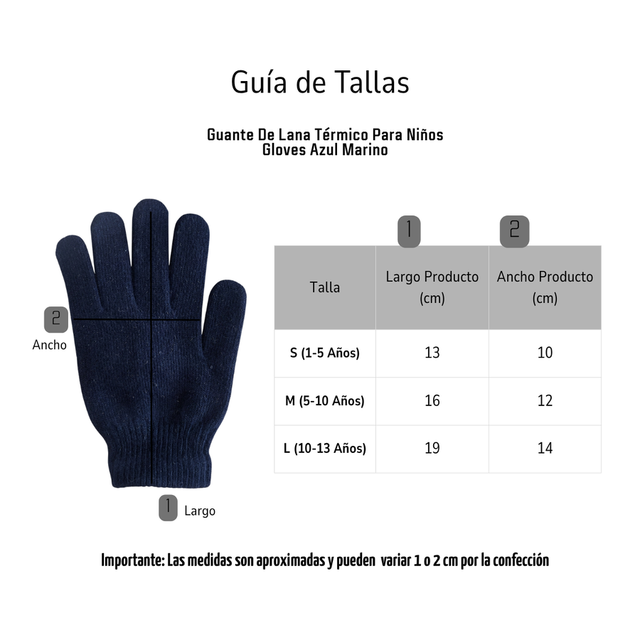 Guantes De Lana Térmicos Para Niños - Invierno Suave Color Azul Marino -5