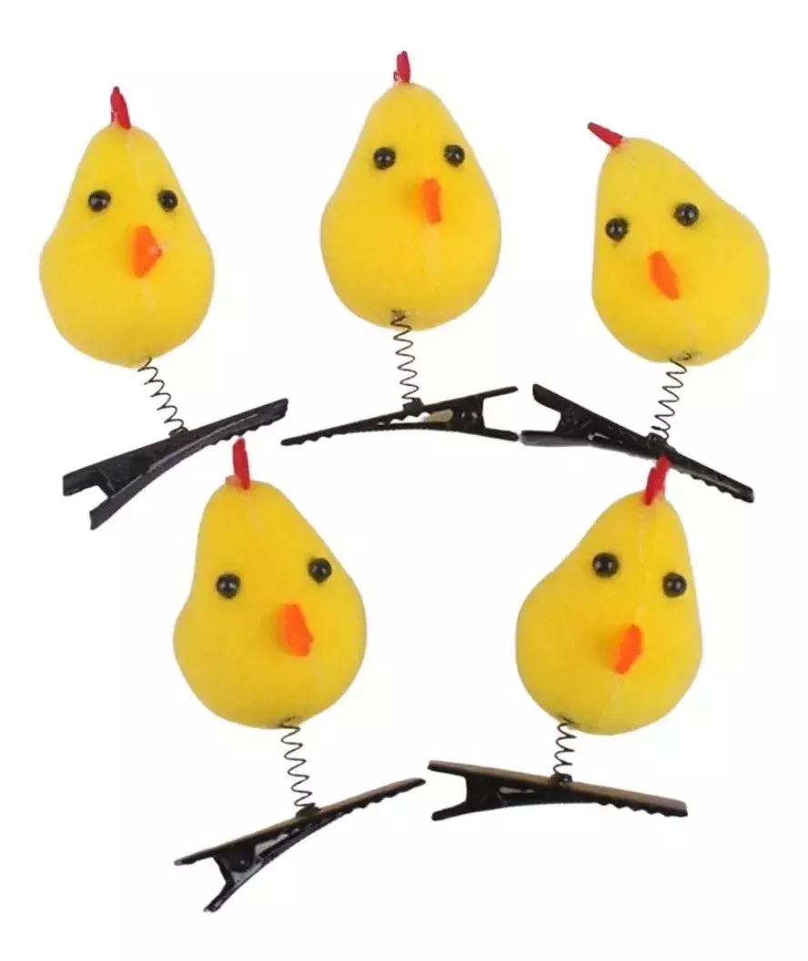 Par Horquilla Ganchito Pinza Pinche De Gallo Amarillo Kawaii-2