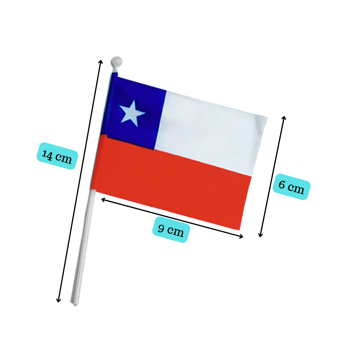 Pack 6 Banderas De Chile Auto Fiestas Patrias Banderin Doble-3