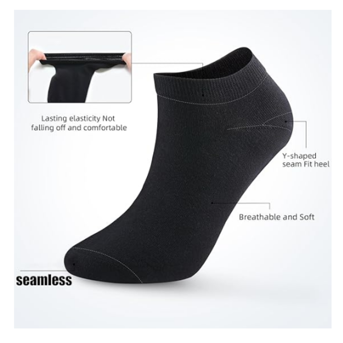 Pack 4 Pares Calcetines Largos Negros Lisos-5