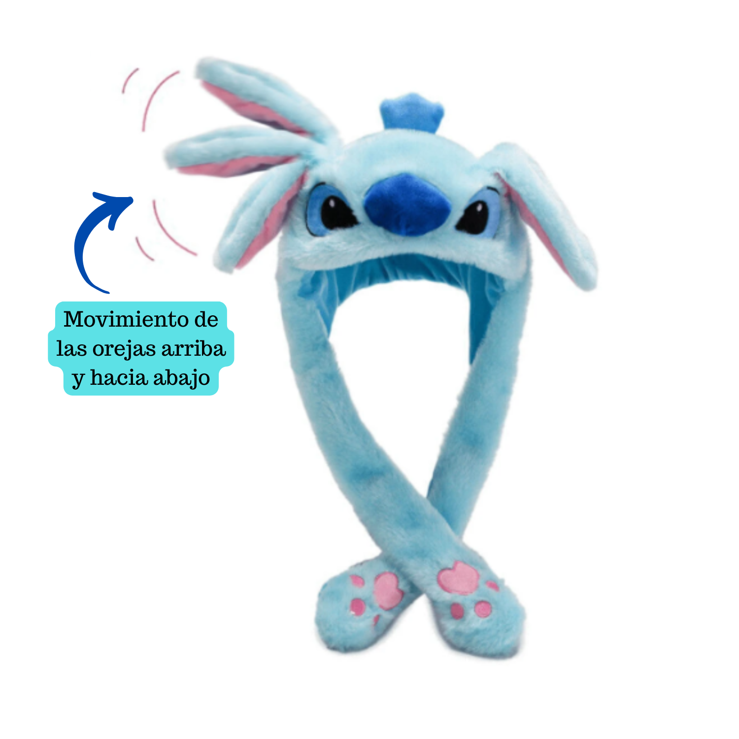 Gorro Felpa Stitch Mueve Las Orejas Con Luces De Colores-3