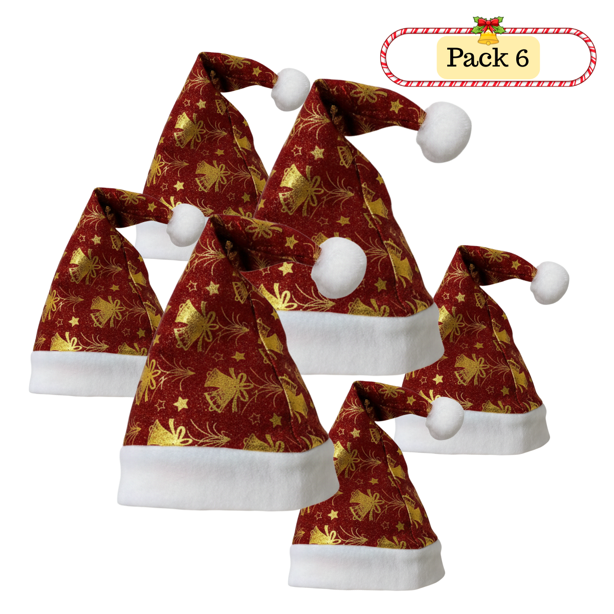 Pack 6 Gorros Viejo Pascuero Premium Navidad Festividad Diseños Varios-0