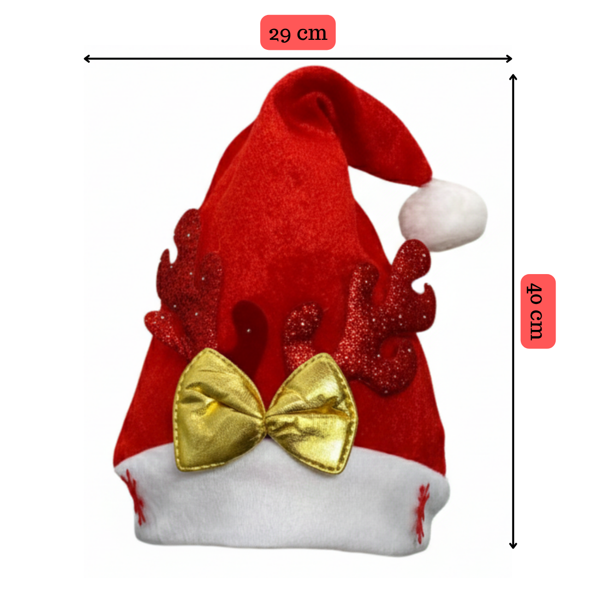 Pack 6 Gorros Navidad Reno Terciopelo Accesorio Navidad 2025-2