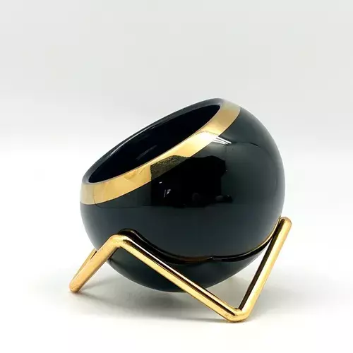 Florero Macetero Porcelana + Planta Artificial Negro-1