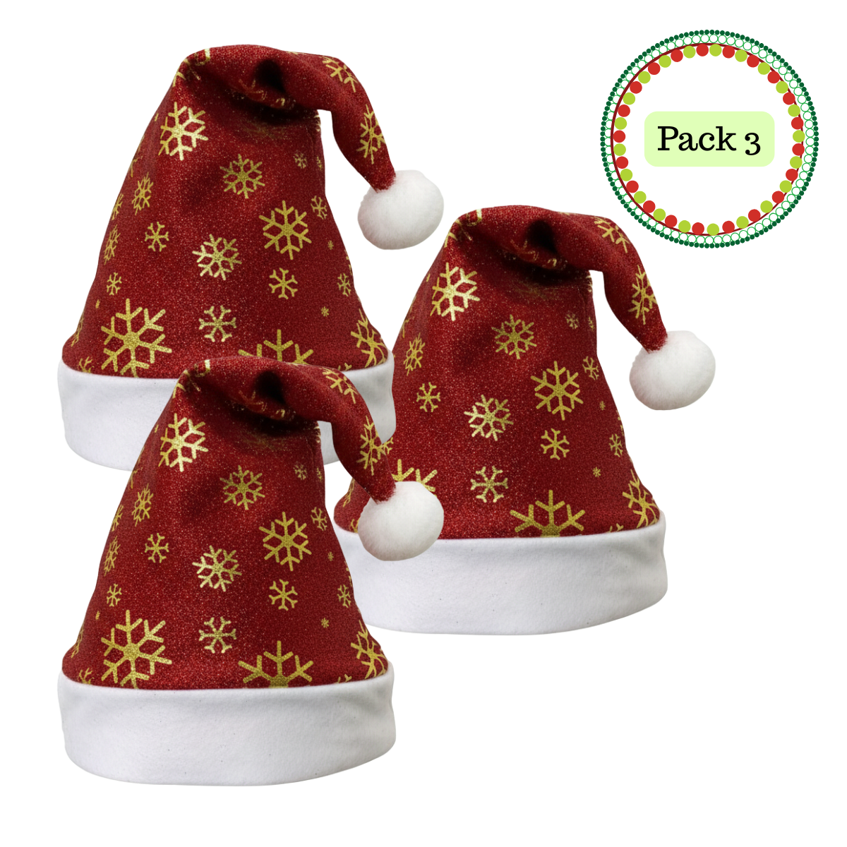 Pack 3 Gorros Viejo Pascuero Premium Navidad Festividad Diseños Varios-0