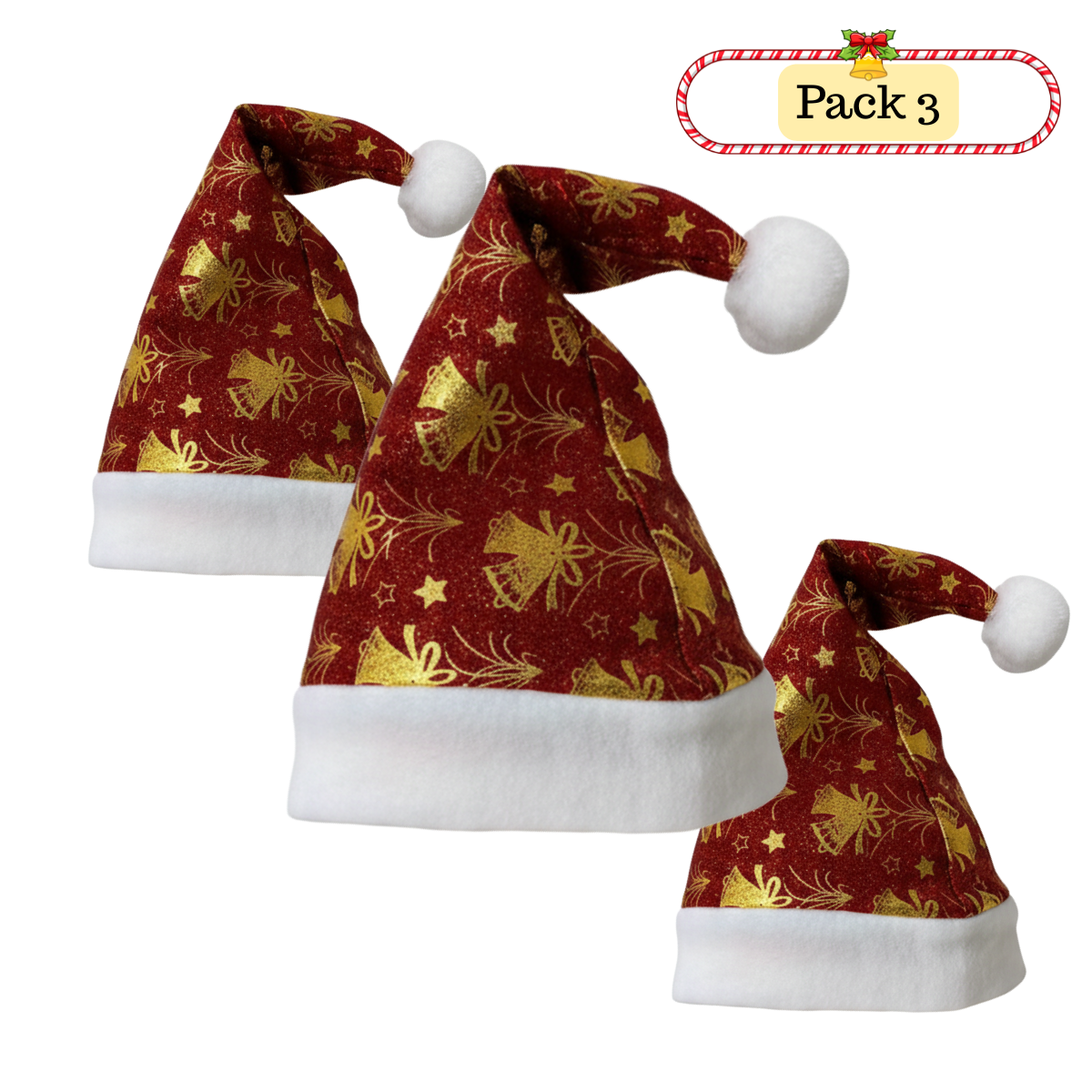 Pack 3 Gorros Viejo Pascuero Premium Navidad Festividad Diseños Varios-0