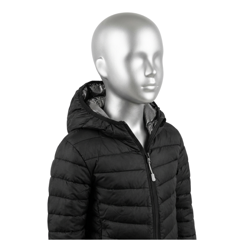 Chaqueta Puffer Para Niños Con Forro Térmico Reflectante Y Capucha Negra-4