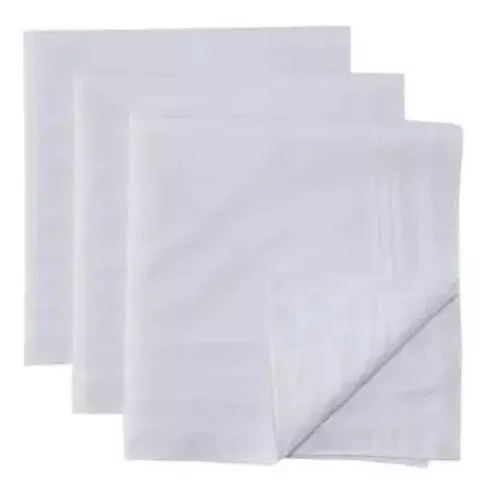 Pañuelos Blancos Para Hombre, 100% Cuadrados 12 Und Unicolor-3