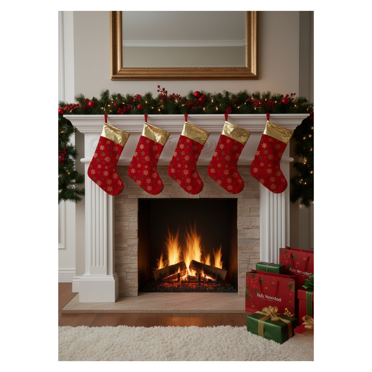 Pack 12 Botas Navideñas Diseño Copo De Nieve Decoración Navidad-3