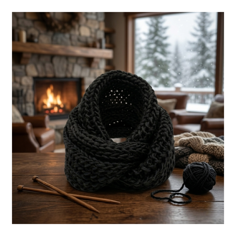 Bufanda Cuello Estilo Punto Inglés Lana Invierno Abrigado-4