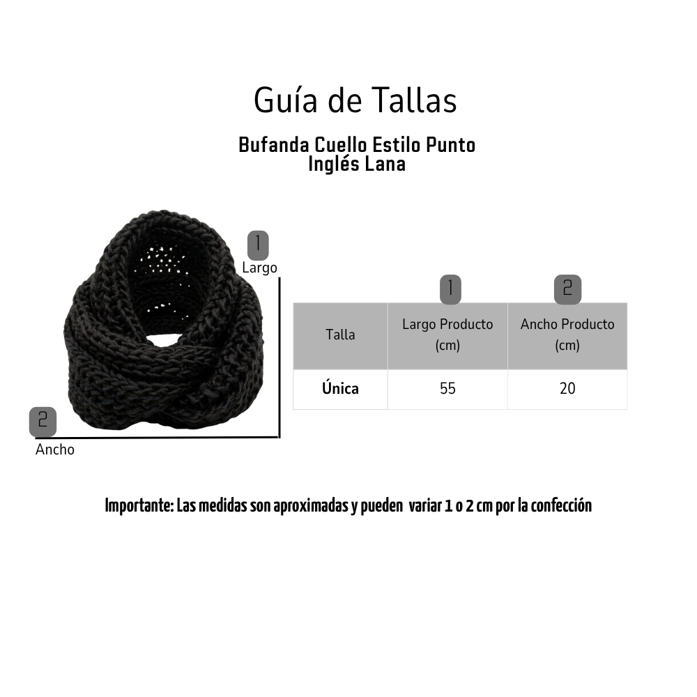 Bufanda Cuello Estilo Punto Inglés Lana Invierno Abrigado-5