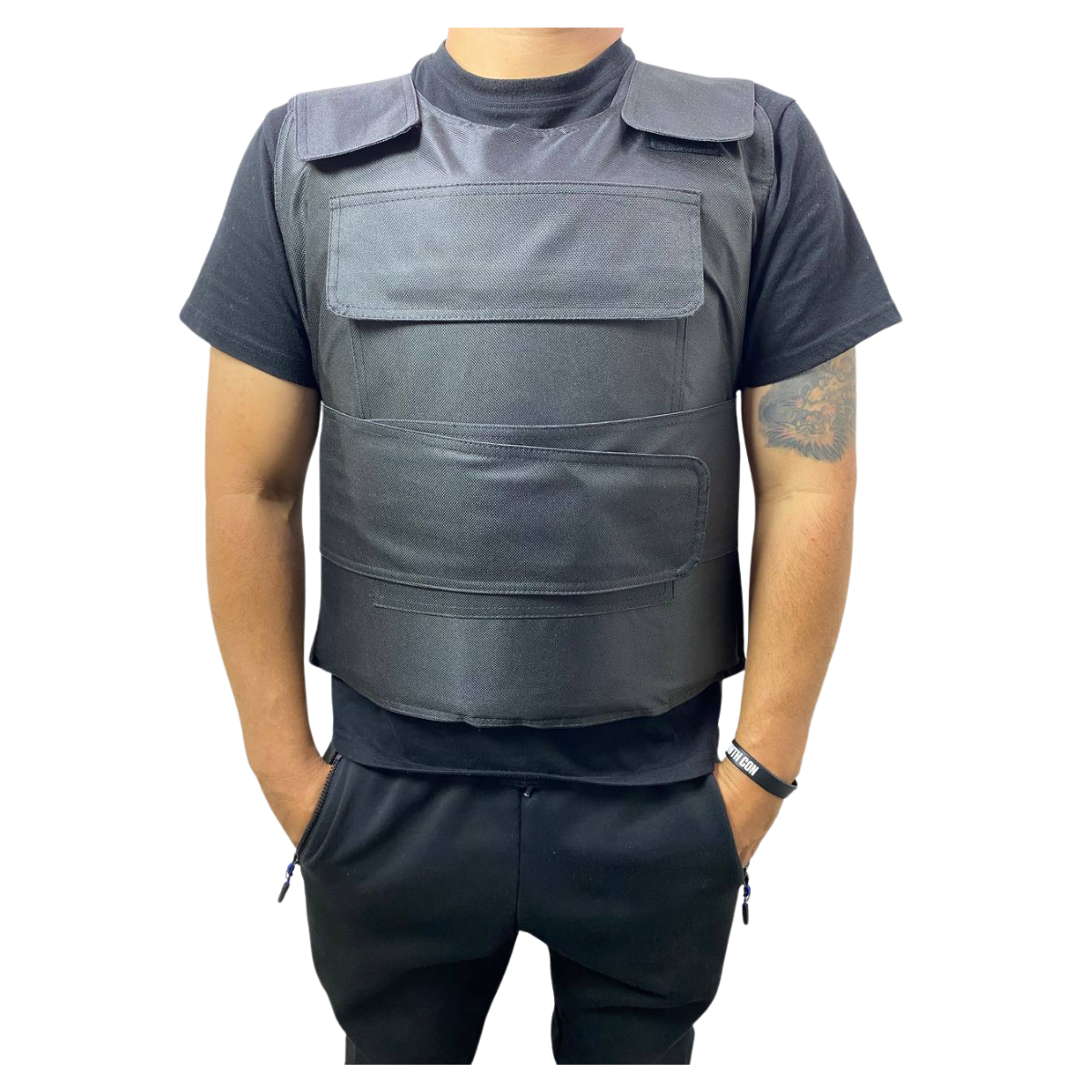 Chaleco De Seguridad Táctico Anti Corte Ajustable Guardias Negro Talla Única-2