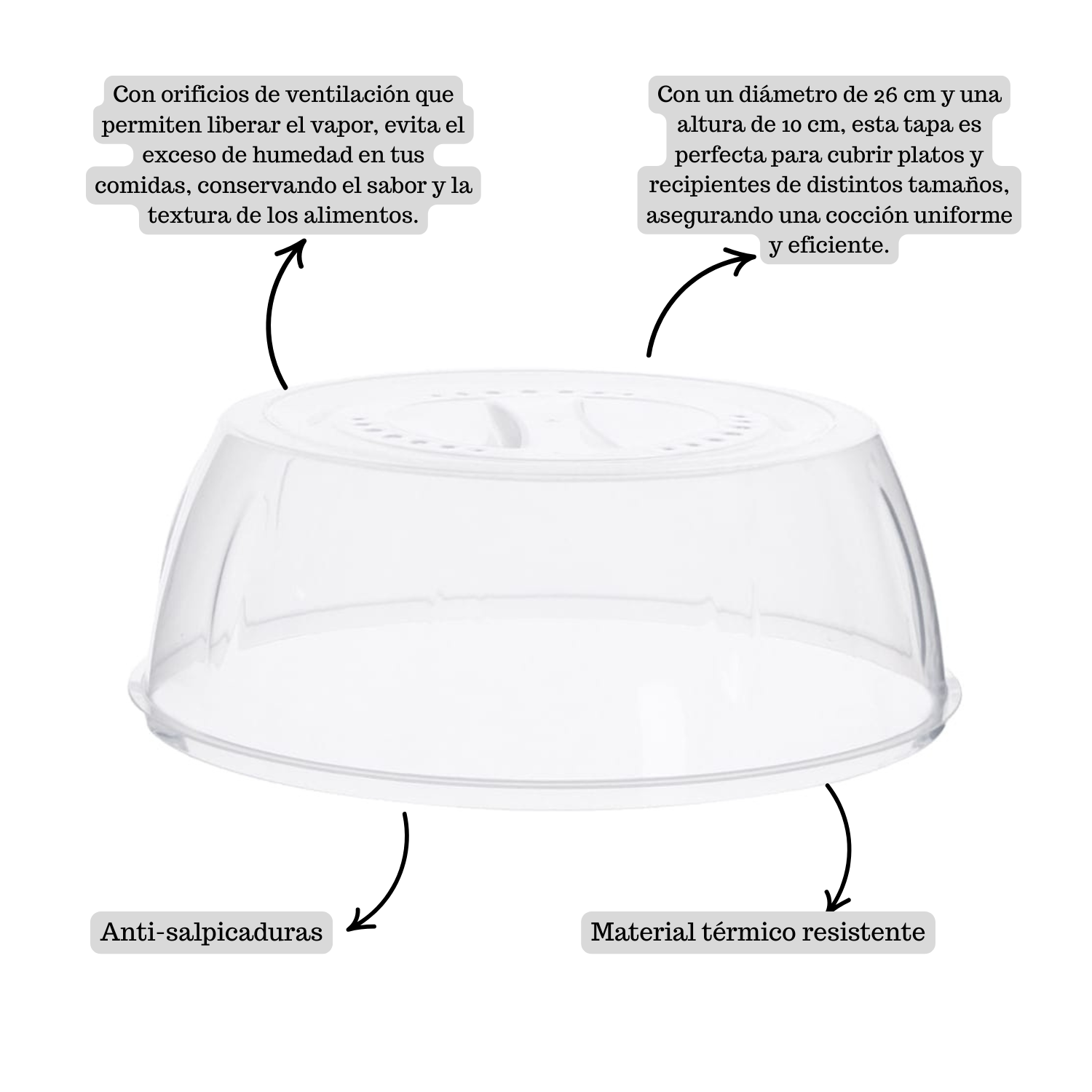 Tapa Horno Microondas Anti Salpicadura Cocina Termico-2