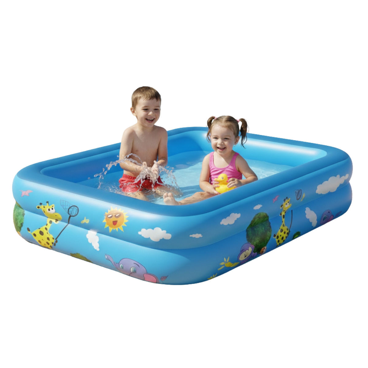 Piscina Inflable Rectangular Acolchada Pequeña Niños Verano-2